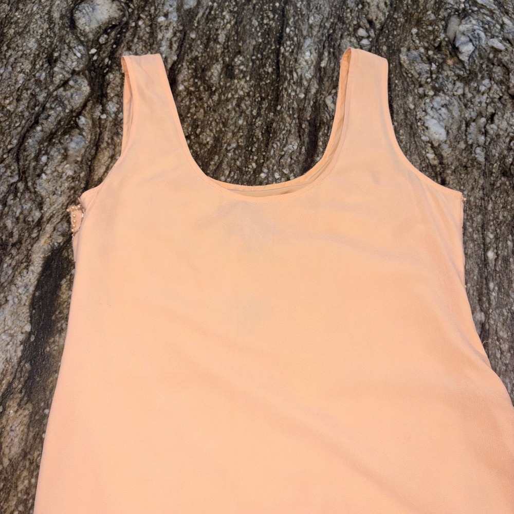 Shift Dress Womens M Peach Beaded Pearl Art Deco Romeo & Juliet Couture - Picture 12 of 13